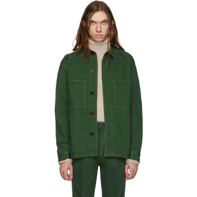 Lemaire Green Denim Overshirt Jacket, $237 | SSENSE | Lookastic
