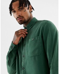ASOS DESIGN Regular Fit Washed Tencel Shirt In Green