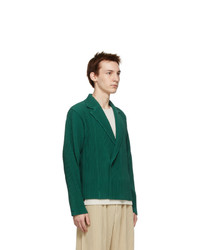 Homme Plissé Issey Miyake Green Tailored Pleats Double Breasted Blazer