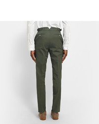 Officine Generale Green Slim Fit Cotton Suit Trousers