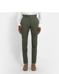 Officine Generale Green Slim Fit Cotton Suit Trousers