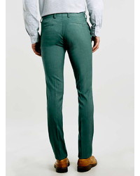 Topman Green Melange Ultra Skinny Fit Suit Pants