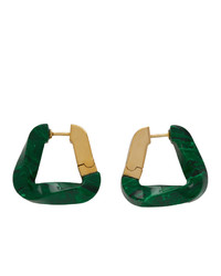 Bottega Veneta Green Twisted Triangle Hoop Earrings