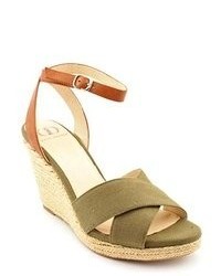 Kelsi Dagger Quinella Green Open Toe Canvas Wedge Sandals Shoes, $7 ...
