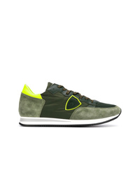 Dark Green Embellished Low Top Sneakers