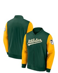 FANATICS Branded Greengold Oakland Athletics Iconic Record Holder Woven Full Zip Bomber Jacket At Nordstrom