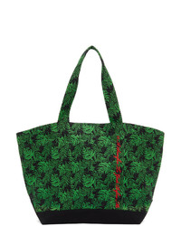 Dark Green Embroidered Canvas Tote Bag
