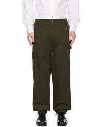 Dark Green Embroidered Cargo Pants