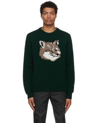 MAISON KITSUNÉ Green Big Fox Head Sweater