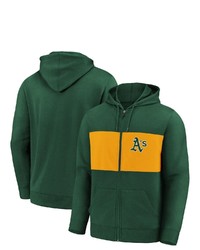 FANATICS Branded Green Oakland Athletics Team Twill Full Zip Hoodie Jacket