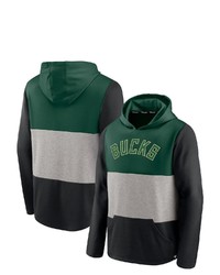 FANATICS Branded Greenblack Milwaukee Bucks Linear Logo Comfy Colorblock Tri Blend Pullover Hoodie At Nordstrom
