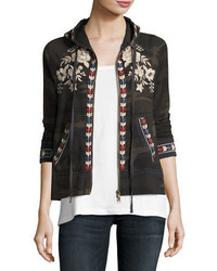 Johnny Was Zoe Embroidered Zip Front Hoodie Plus Size