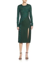 Dark Green Embroidered Lace Dress