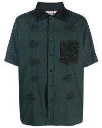 By Walid Embroidered Motif Linen Shirt