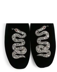 Gucci Lawrence Crystal Embroidered Velvet Slippers