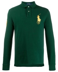 Dark Green Embroidered Polo Neck Sweaters for Men | Lookastic