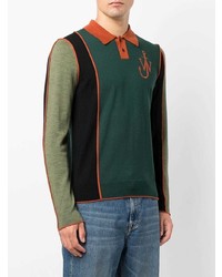 JW Anderson Colour Block Merino Wool Polo Shirt
