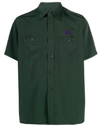 Dark Green Embroidered Short Sleeve Shirt