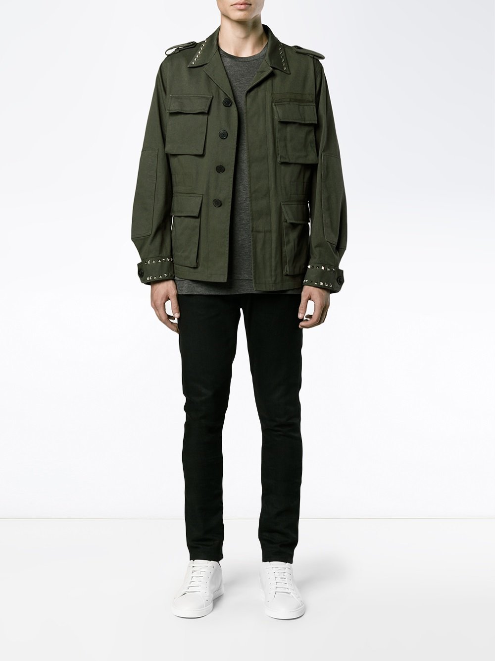Valentino Rockstud Untitled Army Field Jacket Green, $2,139 | farfetch ...