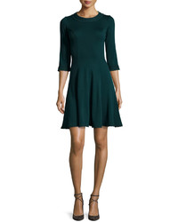 Andrew Gn 34 Sleeve Knit Fit And Flare Dress Bottle Green