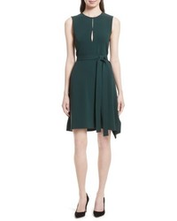 Theory Desza Belted Admiral Crepe Fit Flare Dress