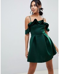 ASOS DESIGN Strappy Ruffle Scuba Prom Mini Dress