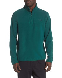 Dark Green Fleece Zip Neck Sweater