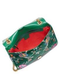 Gucci Small Gg Marmont Matelasse Floral Jacquard Chain Shoulder Bag