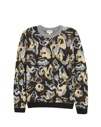 Open Edit Long Sleeve Floral Graphic Sweater