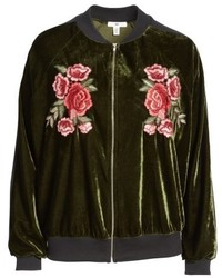 Floral Embroidered Bomber