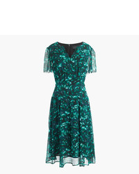J.Crew Collection Flutter Sleeve Dress In Ratti Emerald Floral
