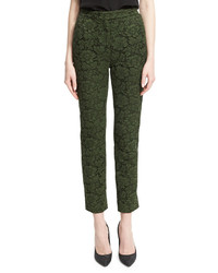 Dark Green Floral Lace Pants