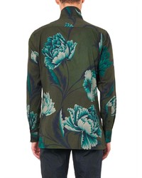 Yohji Yamamoto Floral Print Stand Collar Shirt
