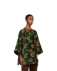 Gucci Green Ken Scott Edition Velvet Floral Shirt