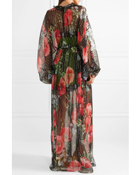 Gucci Floral Print Crinkled Chiffon Gown