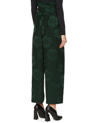 Stella McCartney Green Floral Jacquard Gathered Trousers