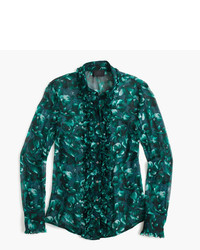 J.Crew Collection Ruffle Front Shirt In Ratti Emerald Floral