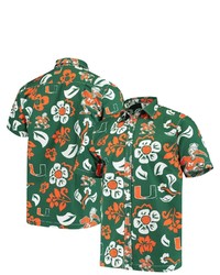 Wes & Willy Green Miami Hurricanes Team Floral Button Up Shirt At Nordstrom