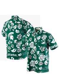 Wes & Willy Green Michigan State Spartans Floral Button Up Shirt