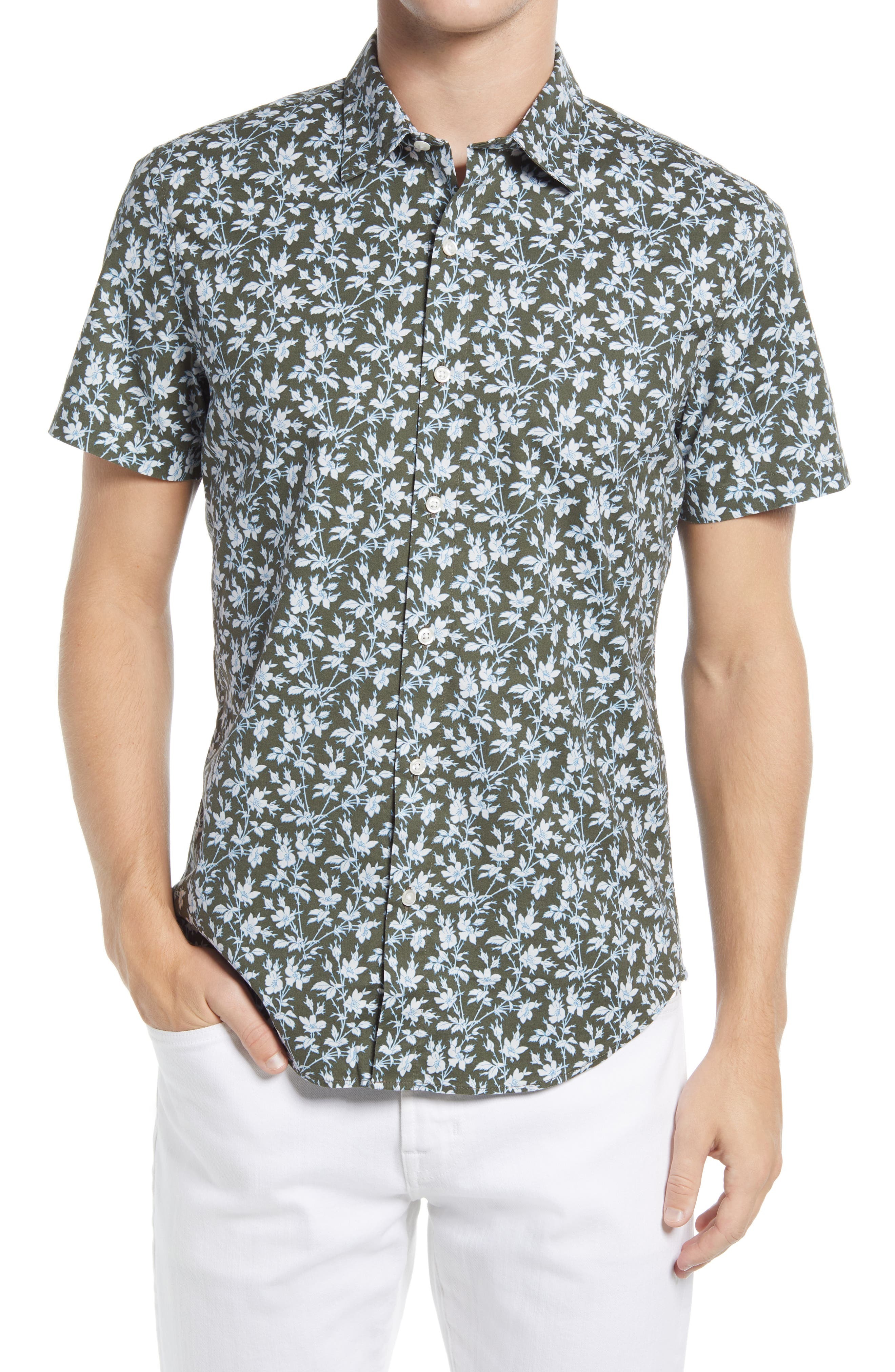 Bonobos Riviera Slim Fit Floral Short Sleeve Stretch Button Up Shirt