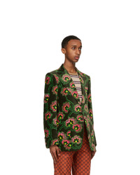 Gucci Green Ken Scott Edition Velvet Floral Blazer