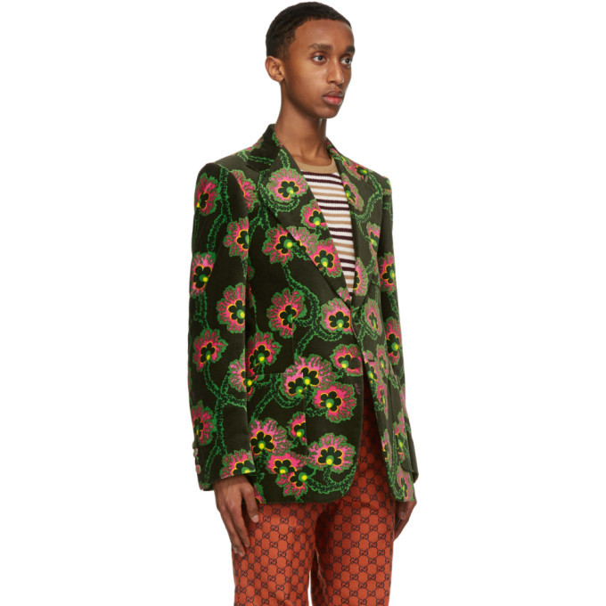 Gucci Green Ken Scott Edition Velvet Floral Blazer Ssense Lookastic