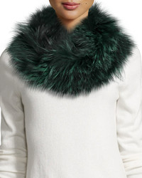 Adrienne Landau Draped Fox Fur Cowl Collar Green
