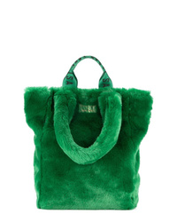 Dark Green Fur Tote Bag