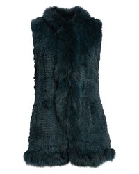 Love Token Genuine Rabbit Fur Vest With Genuine Fox