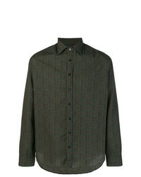 Dark Green Geometric Long Sleeve Shirt