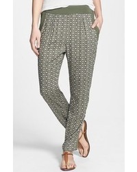 Dark Green Geometric Pajama Pants
