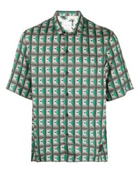 Dark Green Geometric Short Sleeve Shirt
