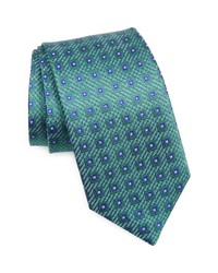 David Donahue Geometric Medallion Silk Tie In Olive At Nordstrom