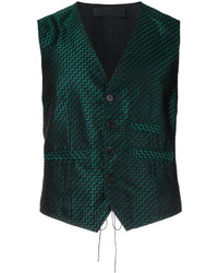Dark Green Geometric Silk Waistcoat